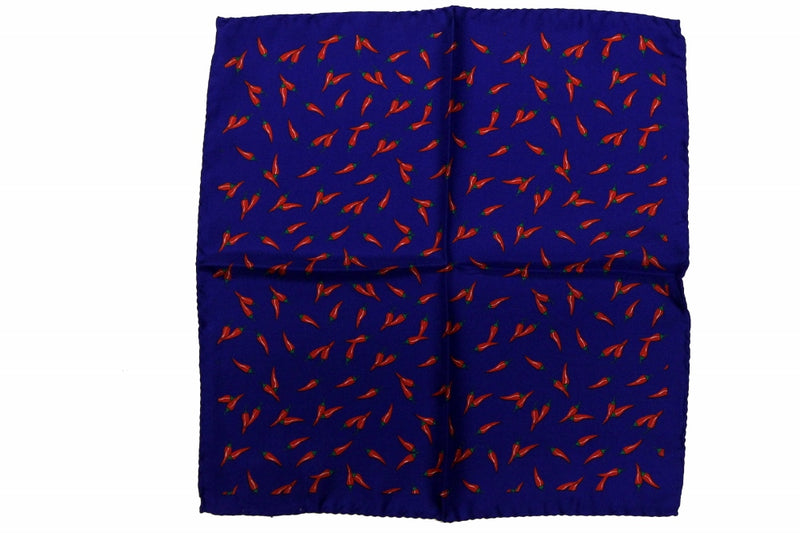 Battisti Pocket Square: Royal blue with red pepper, pure silk