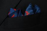 Battisti Pocket Square: Royal blue with red pepper, pure silk