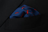 Battisti Pocket Square: Royal blue with red pepper, pure silk