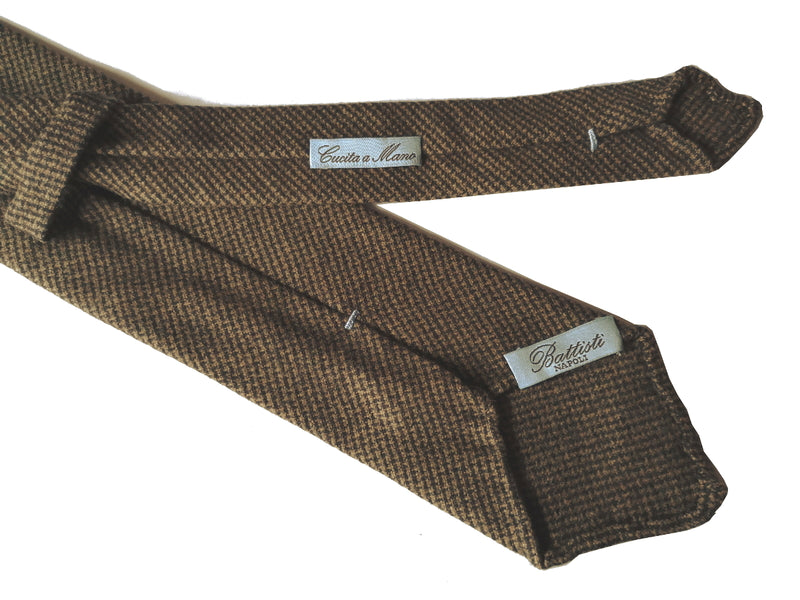 Battisti Tie: Golden brown puppytooth, hand-rolled unlined tip, pure cashmere