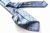 Battisti Tie: Light blue ribbed with brown polkadots, 7-fold, pure silk
