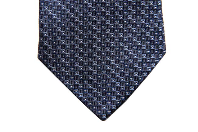 Battisti Tie Navy blue woven pattern, 7-fold, pure silk