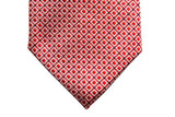 Battisti Tie Red with white woven pattern, 7-fold, pure silk