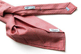 Battisti Tie Red with white woven pattern, 7-fold, pure silk