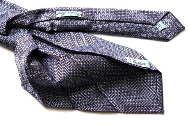 Battisti Tie: Pale blue woven pattern, 7-fold, pure silk