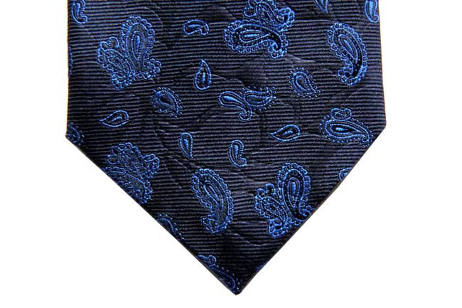 Battisti Tie Midnight with cobalt paisleys, 7-fold, pure silk