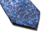 Battisti Tie Midnight with cobalt paisleys, 7-fold, pure silk