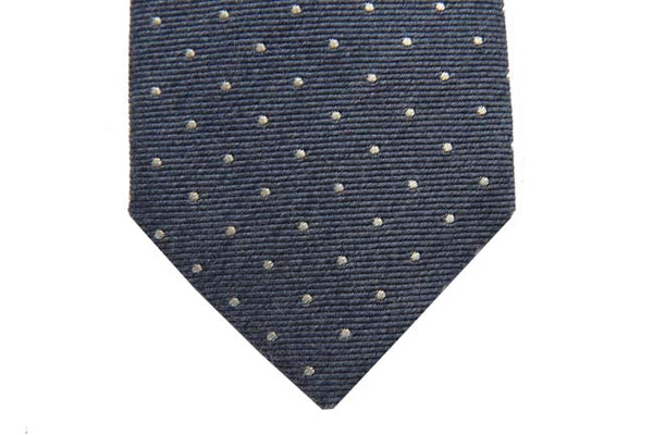 Battisti Tie: Soft heathered blue with white polkadots, wool/silk