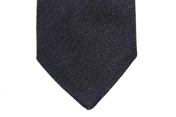 Battisti Tie: Charcoal blue chevron weave, pure wool