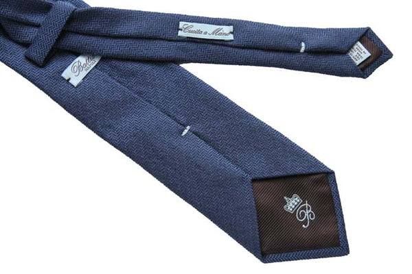 Battisti Tie: Royal blue chevron weave, pure wool