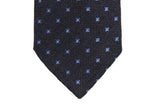 Battisti Tie: Navy blue with small blue pattern, pure wool