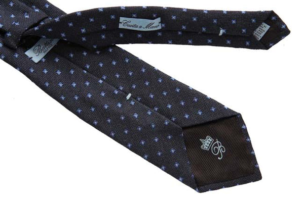 Battisti Tie: Navy blue with small blue pattern, pure wool