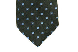 Battisti Tie: Dark olive green with small sky pattern, pure wool