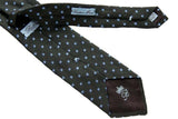 Battisti Tie: Dark olive green with small sky pattern, pure wool