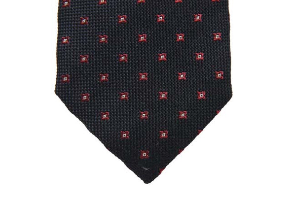 Battisti Tie: Black with small crimson pattern, pure wool