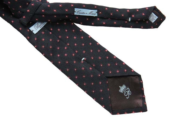Battisti Tie: Black with small crimson pattern, pure wool