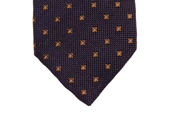 Battisti Tie: Purple with small bronze pattern, pure wool