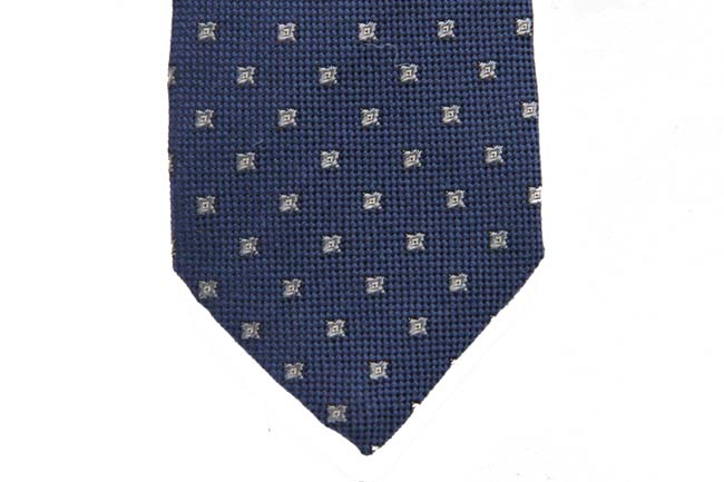 Battisti Tie: Medium blue with small silver pattern, pure wool