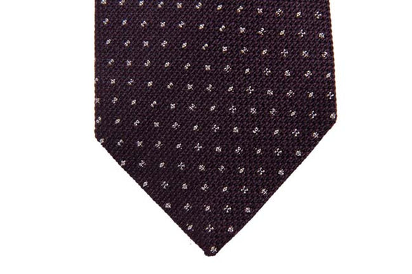 Battisti Tie: Purple with small white pattern, wool/silk