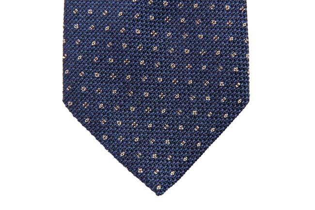 Battisti Tie: Cobalt blue with small white pattern, wool/silk