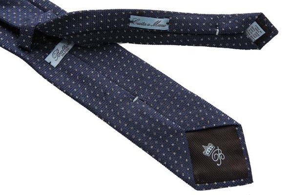 Battisti Tie: Cobalt blue with small white pattern, wool/silk