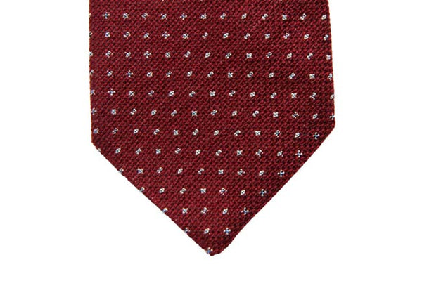 Battisti Tie: Red with small white pattern, wool/silk