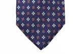 Battisti Tie: Navy blue with red/sky/white pattern, pure wool