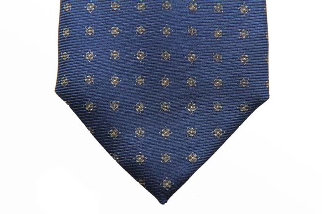 Battisti Tie: Muted navy with earthy grey pattern, pure silk