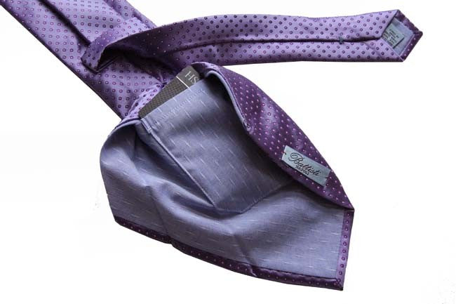 Battisti Tie Lilac with wine circle pattern, hidden pocket, pure silk