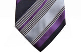 Battisti Tie Sale!: Purple with navy & cloud stripes, hidden pocket, pure silk
