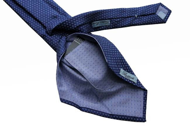 Battisti Tie Royal blue with geometric pattern, hidden pocket, pure silk