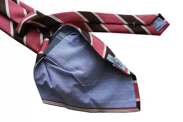 Battisti Tie Sale!: Rose & brown stripes, hidden pocket, pure silk