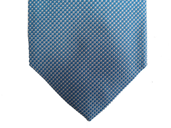 Battisti Tie: Sky blue/white weave, hidden pocket, pure silk