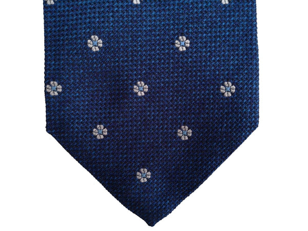 Battisti Tie: Bright navy blue florets, hidden pocket, pure silk