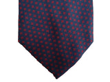 Battisti Tie: Navy blue neat pattern, hidden pocket, pure silk