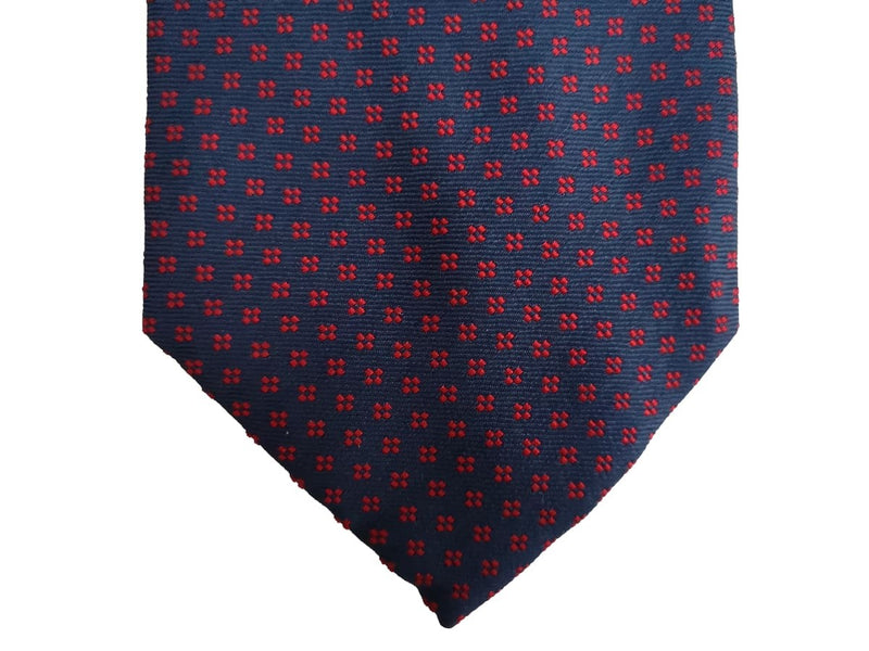 Battisti Tie: Navy blue neat pattern, hidden pocket, pure silk