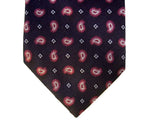 Battisti Tie Dark gray with pink paisleys, 2-button & pocket, pure silk