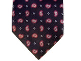 Battisti Tie SALE! Dark gray with pink paisleys, 2-button & pocket, pure silk