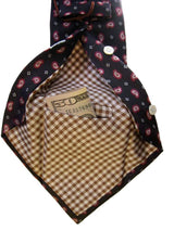 Battisti Tie Dark gray with pink paisleys, 2-button & pocket, pure silk