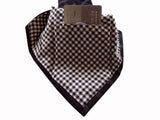 Battisti Tie: Midnight blue plaid, 1-button & pocket, pure silk