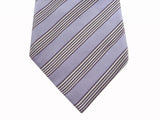 Battisti Tie: Light purple with purple/white stripes, 1-button &pocket, pure silk