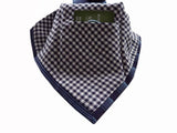 Battisti Tie: Navy with light blue varied stripes, 1-button & pocket, pure silk