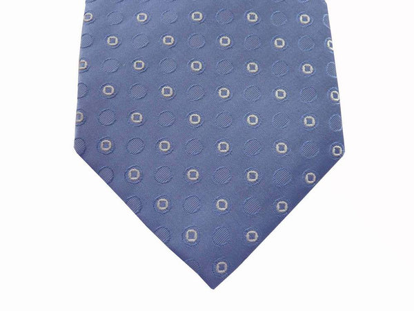 Battisti Tie: Light blue circle pattern, 1-button & pocket, pure silk