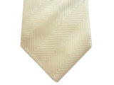 Battisti Tie: Cream herringbone weave, 1-button & pocket, pure silk