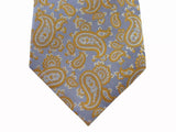 Battisti Tie: Light blue with yellow paisley pattern, 1-button & pocket, pure silk