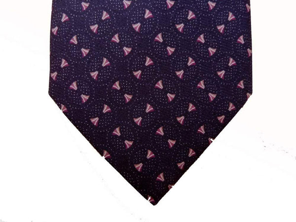 Battisti Tie: Navy with violet circular pattern, pure silk