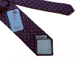 Battisti Tie: Navy with violet circular pattern, pure silk