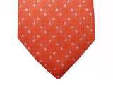 Battisti Tie: Orange with tan circular pattern, pure silk