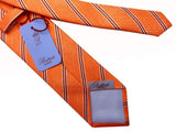 Battisti Tie: Orange melange with brown/white stripes, pure silk