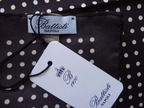 Battisti Pocket Square Black with white polkadots, pure silk